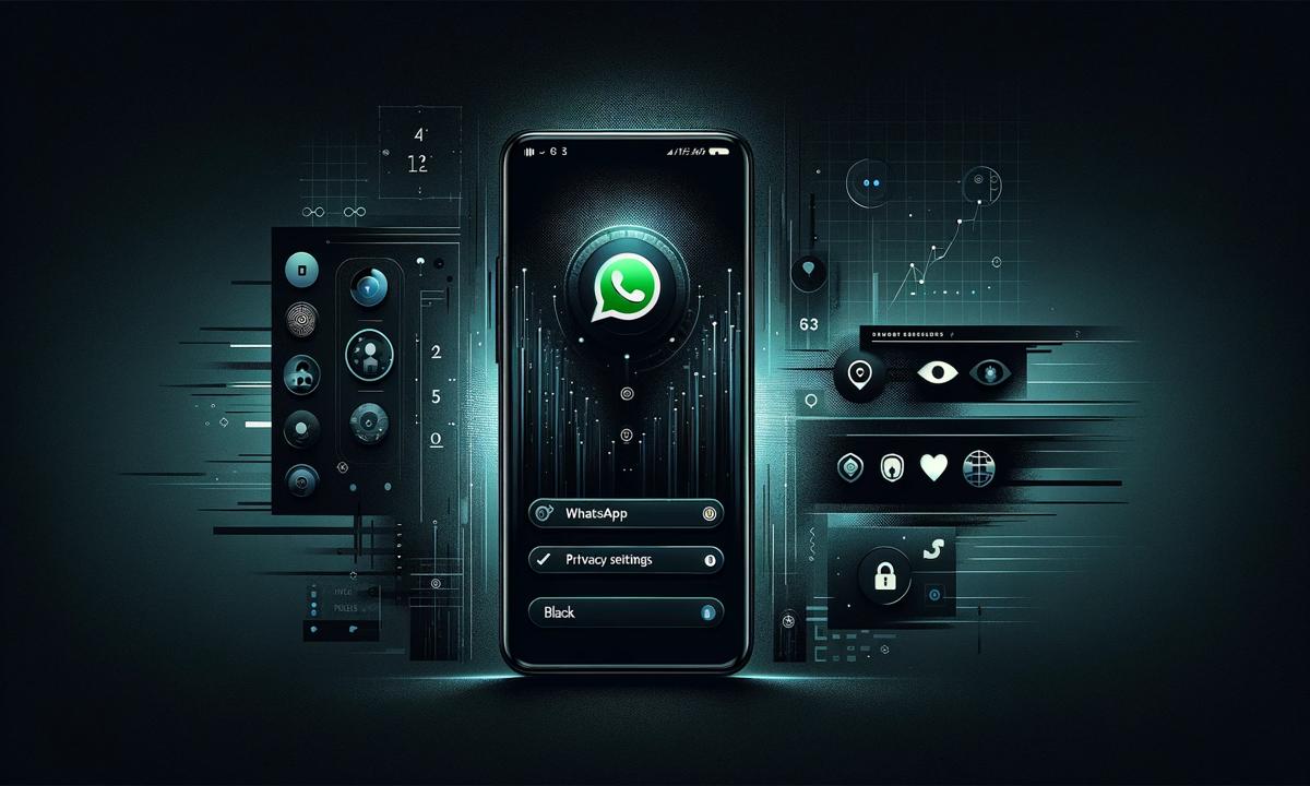 Interfaz oscura de WhatsApp Plus mostrando opciones de privacidad y personalización.