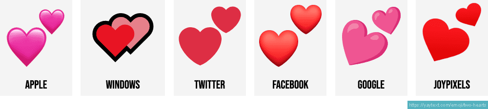 Cómo se ve el emoji dos corazones 💕